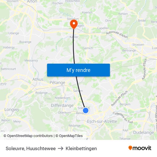 Soleuvre, Huuschtewee to Kleinbettingen map