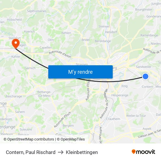 Contern, Paul Rischard to Kleinbettingen map