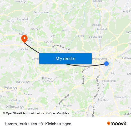 Hamm, Ierzkaulen to Kleinbettingen map