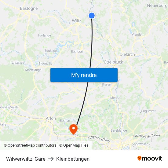 Wilwerwiltz, Gare to Kleinbettingen map