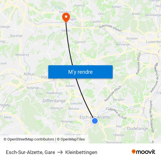 Esch-Sur-Alzette, Gare to Kleinbettingen map