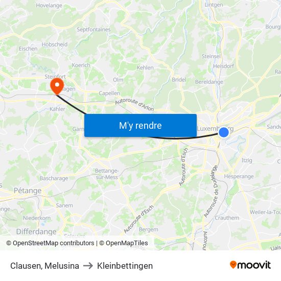 Clausen, Melusina to Kleinbettingen map