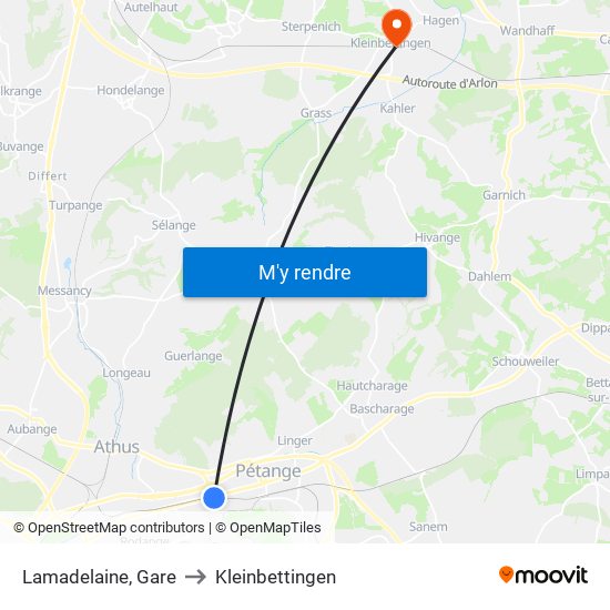 Lamadelaine, Gare to Kleinbettingen map