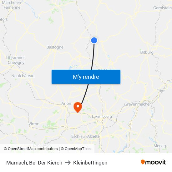Marnach, Bei Der Kierch to Kleinbettingen map