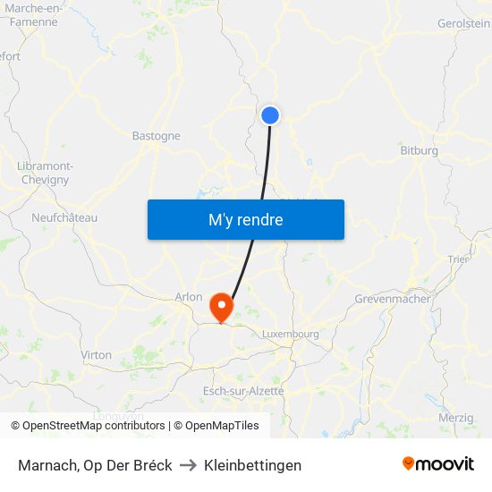 Marnach, Op Der Bréck to Kleinbettingen map