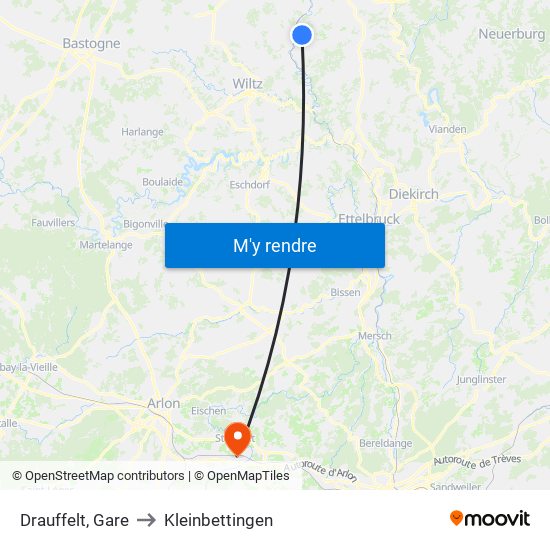 Drauffelt, Gare to Kleinbettingen map