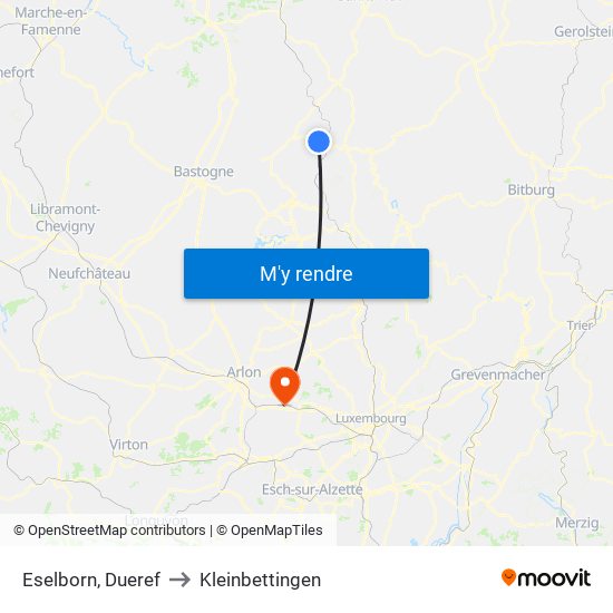 Eselborn, Dueref to Kleinbettingen map