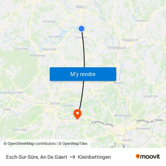 Esch-Sur-Sûre, An De Gäert to Kleinbettingen map