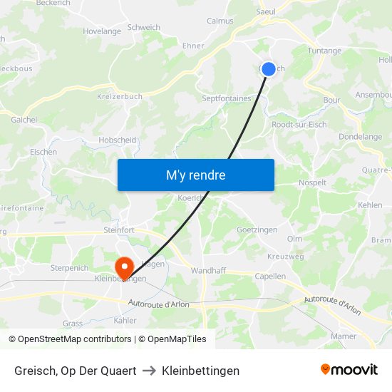 Greisch, Op Der Quaert to Kleinbettingen map