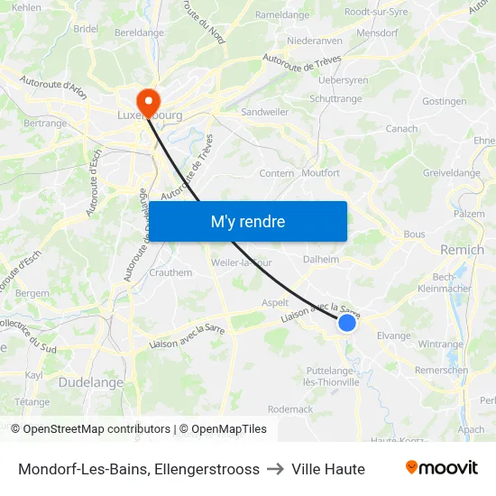 Mondorf-Les-Bains, Ellengerstrooss to Ville Haute map