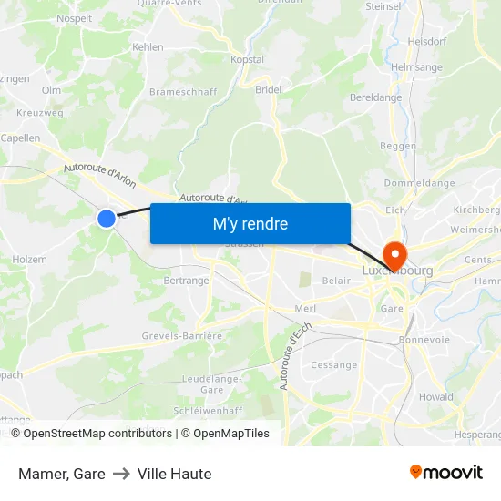 Mamer, Gare to Ville Haute map