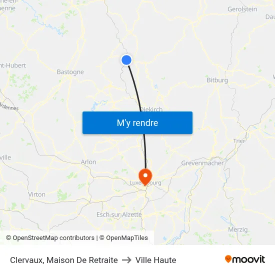 Clervaux, Maison De Retraite to Ville Haute map