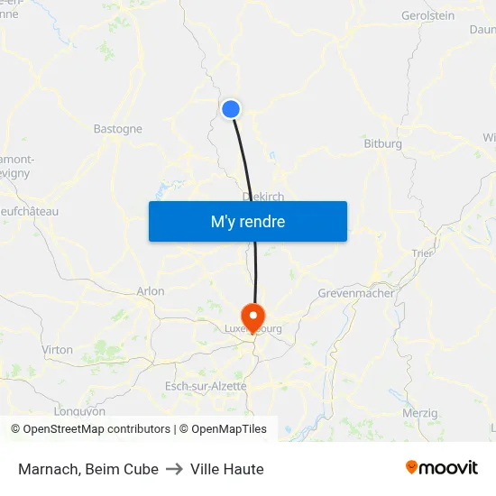 Marnach, Beim Cube to Ville Haute map