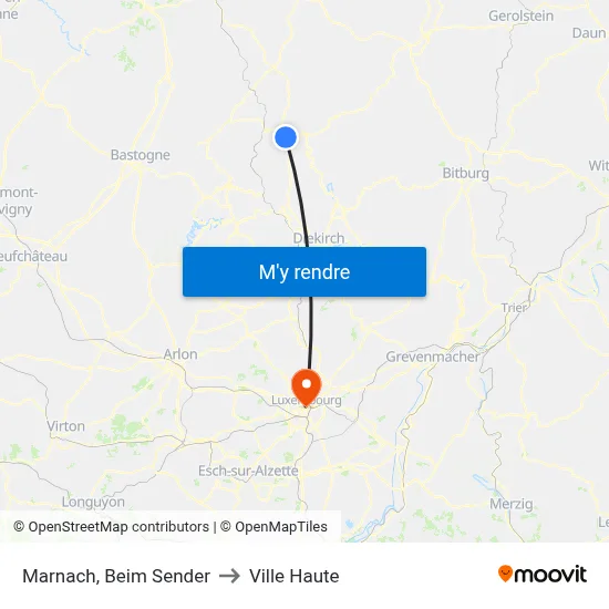 Marnach, Beim Sender to Ville Haute map