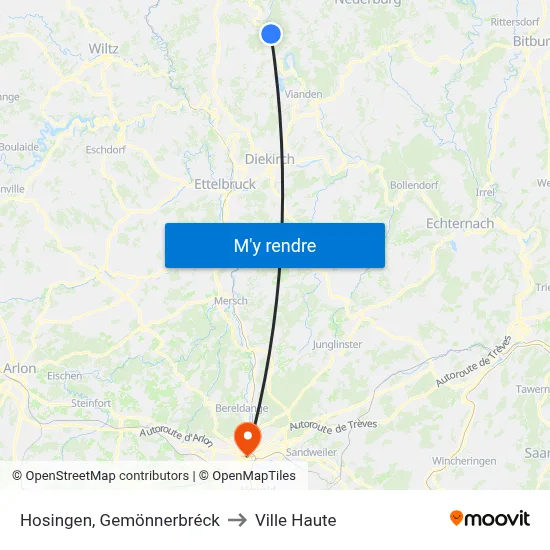 Hosingen, Gemönnerbréck to Ville Haute map