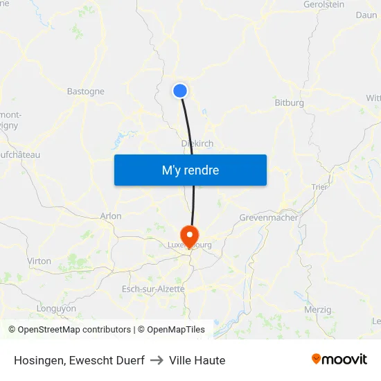 Hosingen, Ewescht Duerf to Ville Haute map