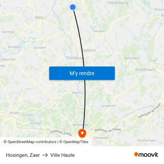 Hosingen, Zaer to Ville Haute map