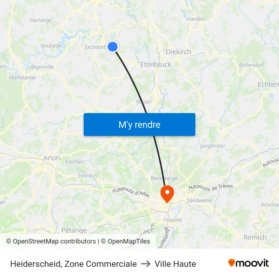 Heiderscheid, Zone Commerciale to Ville Haute map
