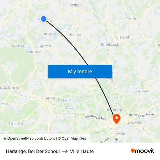 Harlange, Bei Der Schoul to Ville Haute map