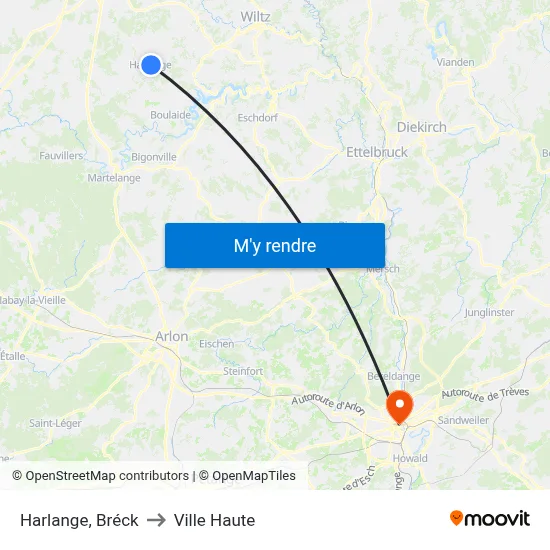 Harlange, Bréck to Ville Haute map