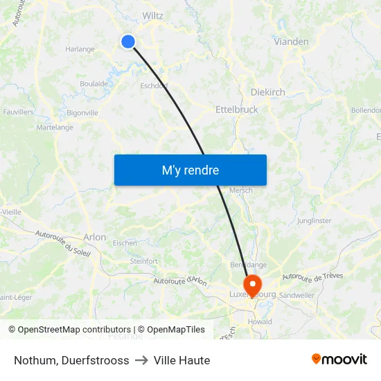 Nothum, Duerfstrooss to Ville Haute map