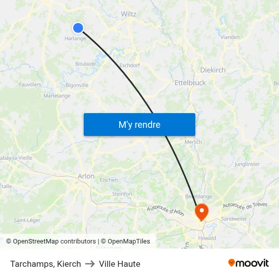 Tarchamps, Kierch to Ville Haute map