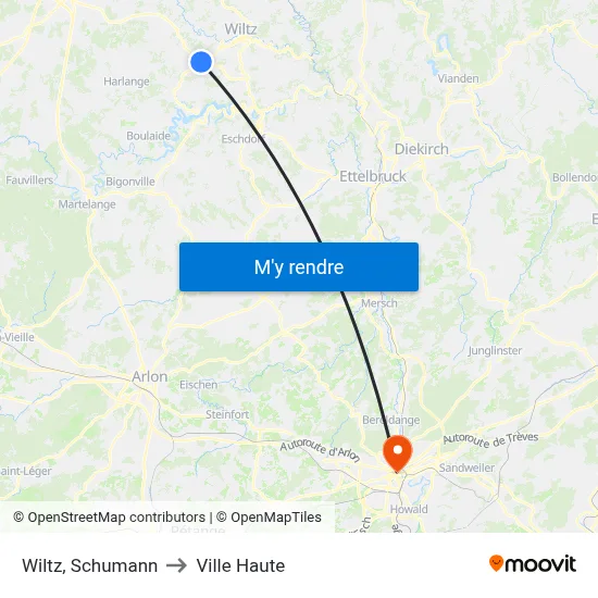 Wiltz, Schumann to Ville Haute map