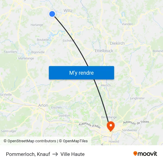 Pommerloch, Knauf to Ville Haute map