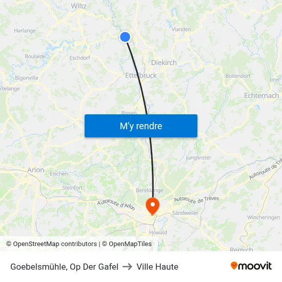 Goebelsmühle, Op Der Gafel to Ville Haute map