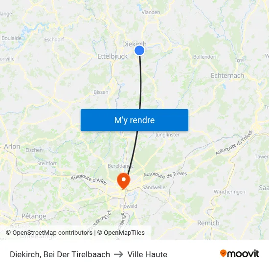 Diekirch, Bei Der Tirelbaach to Ville Haute map