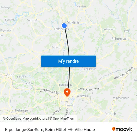 Erpeldange-Sur-Sûre, Beim Hôtel to Ville Haute map