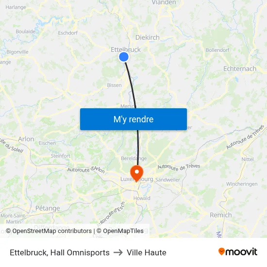 Ettelbruck, Hall Omnisports to Ville Haute map