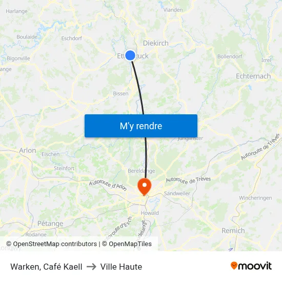 Warken, Café Kaell to Ville Haute map