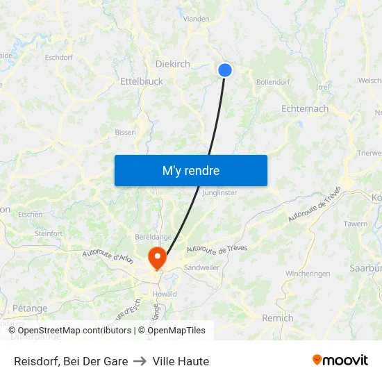 Reisdorf, Bei Der Gare to Ville Haute map