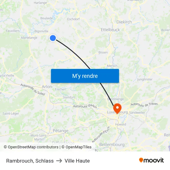 Rambrouch, Schlass to Ville Haute map