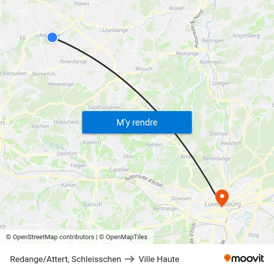 Redange/Attert, Schleisschen to Ville Haute map