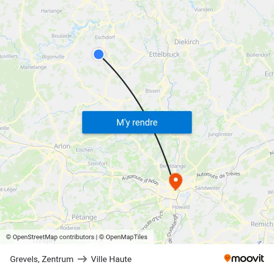 Grevels, Zentrum to Ville Haute map
