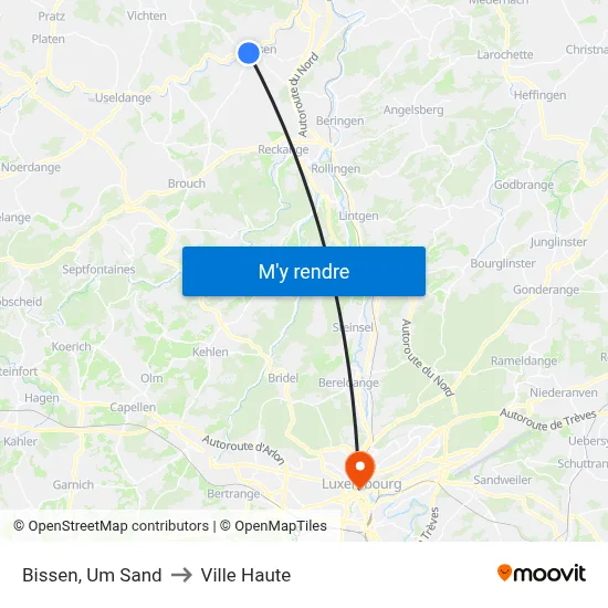 Bissen, Um Sand to Ville Haute map