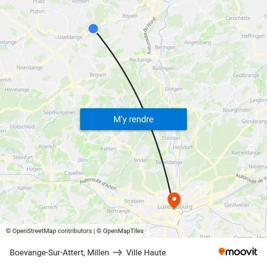 Boevange-Sur-Attert, Millen to Ville Haute map