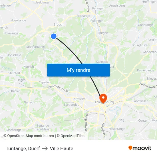 Tuntange, Duerf to Ville Haute map