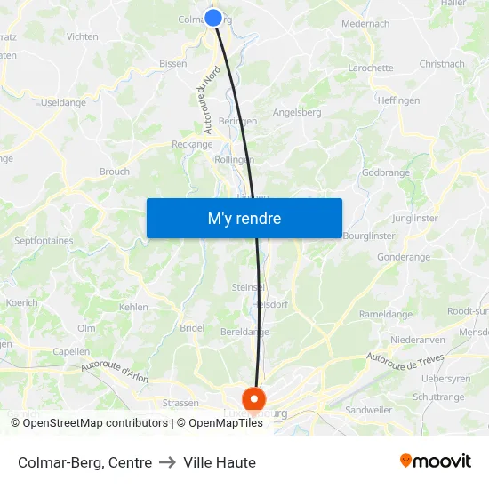 Colmar-Berg, Centre to Ville Haute map