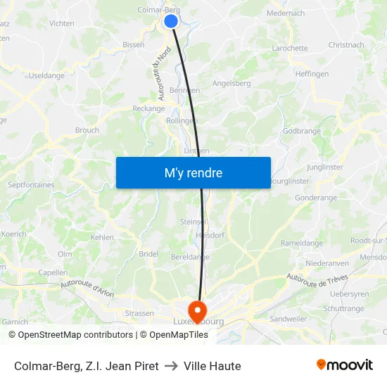 Colmar-Berg, Z.I. Jean Piret to Ville Haute map
