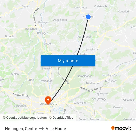 Heffingen, Centre to Ville Haute map