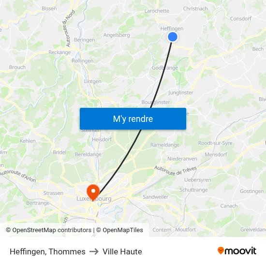 Heffingen, Thommes to Ville Haute map