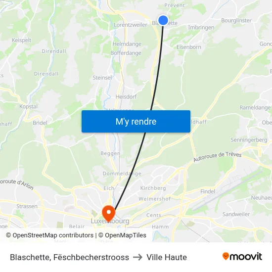 Blaschette, Fëschbecherstrooss to Ville Haute map