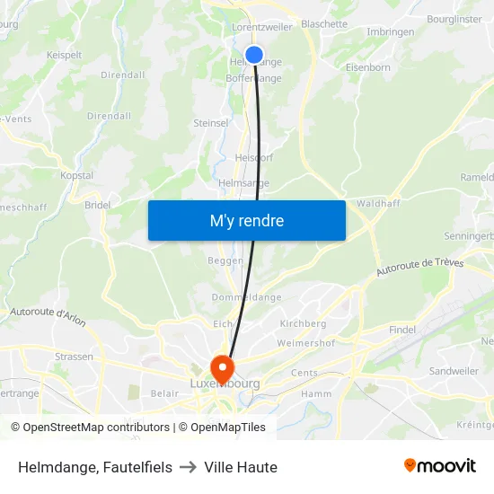 Helmdange, Fautelfiels to Ville Haute map