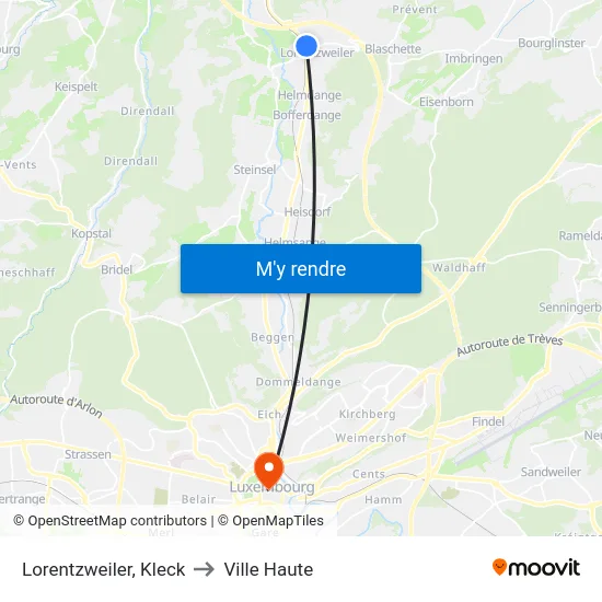 Lorentzweiler, Kleck to Ville Haute map