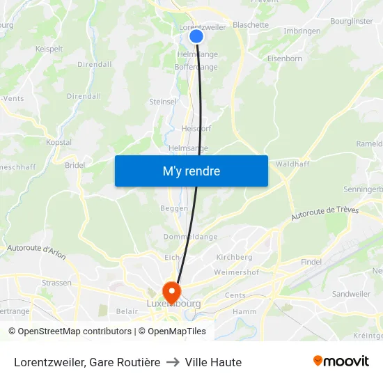 Lorentzweiler, Gare Routière to Ville Haute map