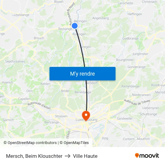 Mersch, Beim Klouschter to Ville Haute map