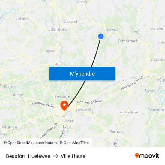 Beaufort, Huelewee to Ville Haute map